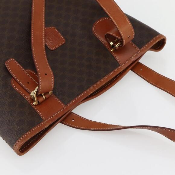 CELINE Macadam Canvas Tote Bag Pvc Leather Brown Gold - Picture 6 of 13